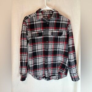 Pacific Outfitters Long Sleeve Plaid Flannel Shirt Mens S Black White Red Plaid